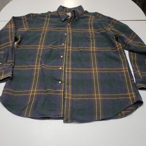 Sun River Khakis Shacket Mens XL Button Down Shirt Blue Green Plaid Long‎ Sleeve